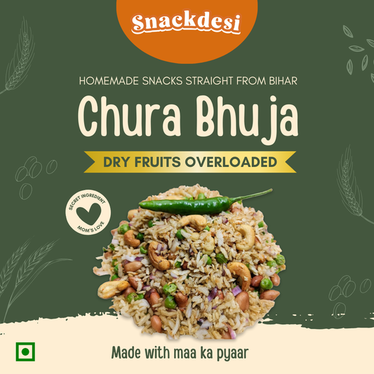 Snacksdesi Roasted Chura Bhuja – Dry Fruits Overloaded (Healthy Snack)